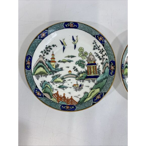 Staffordshire fine bone China Chinese Willow (2) Saucer plates (1) Demitasse Cup - Picture 4 of 7